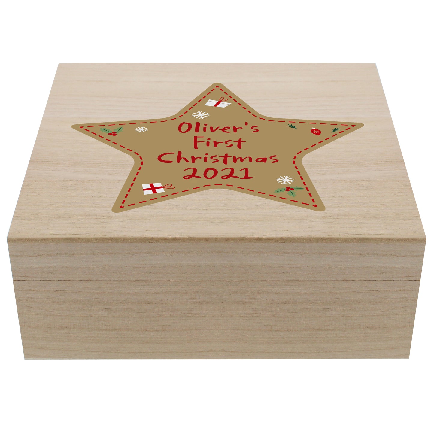 Personalised Christmas Star Large Wooden Keepsake Box - image 5