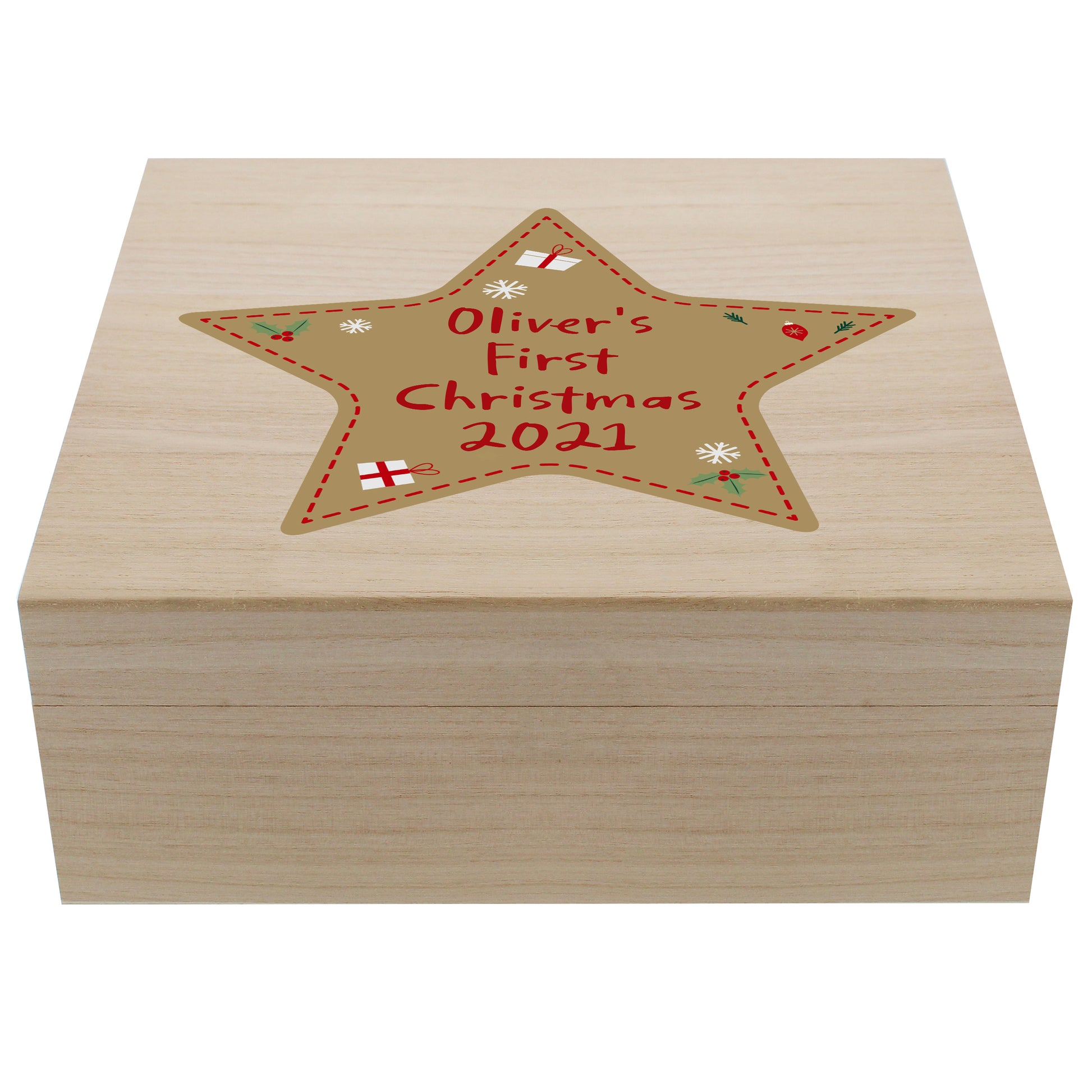 Personalised Christmas Star Large Wooden Keepsake Box - image 5