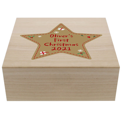Personalised Christmas Star Large Wooden Keepsake Box - image 5