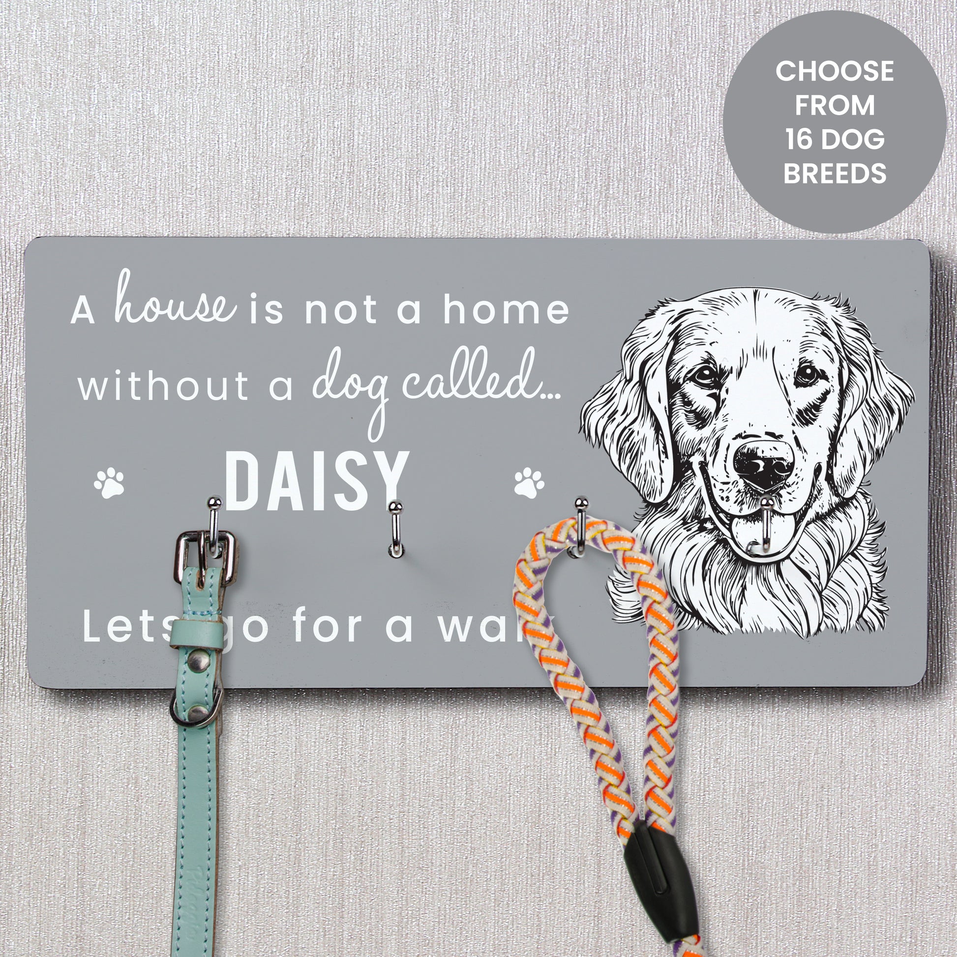 Personalised Dog Breed Lead Hooks from Heartfelt Gifts