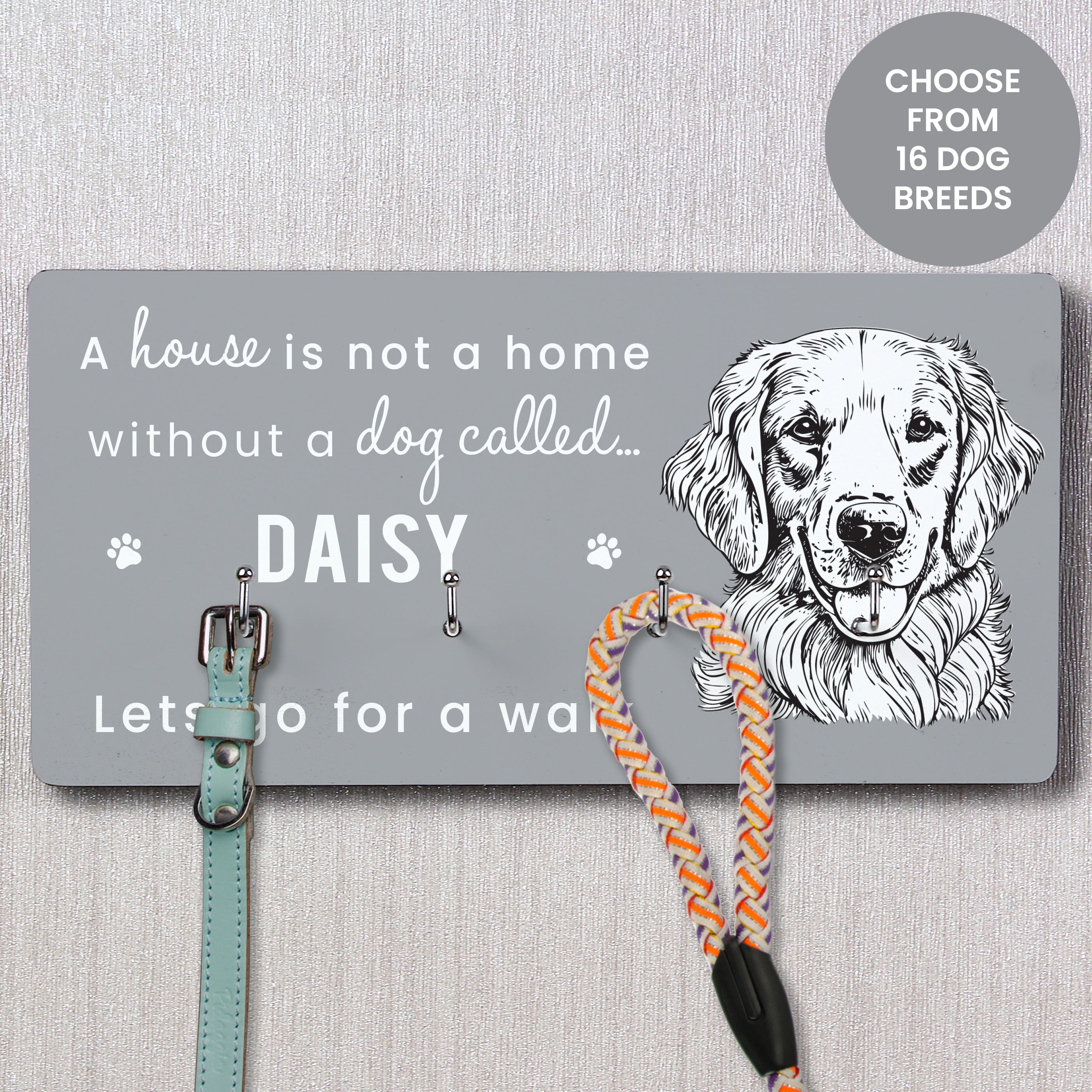 Personalised Dog Breed Lead Hooks from Heartfelt Gifts
