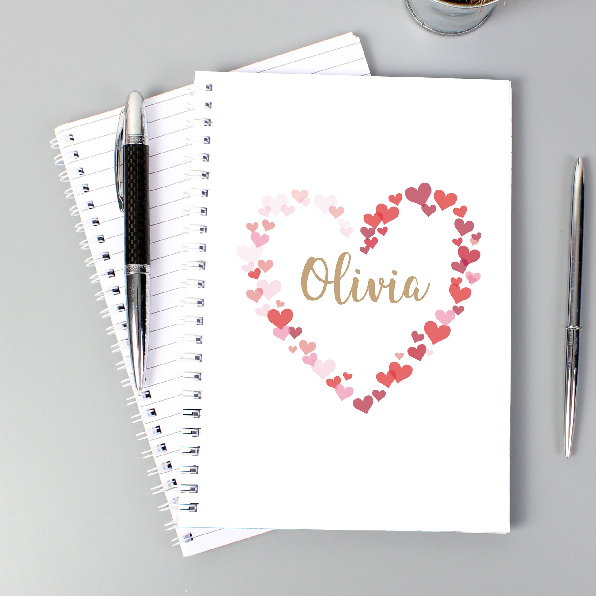 Personalised Confetti Hearts A5 Notebook from Heartfelt Gifts