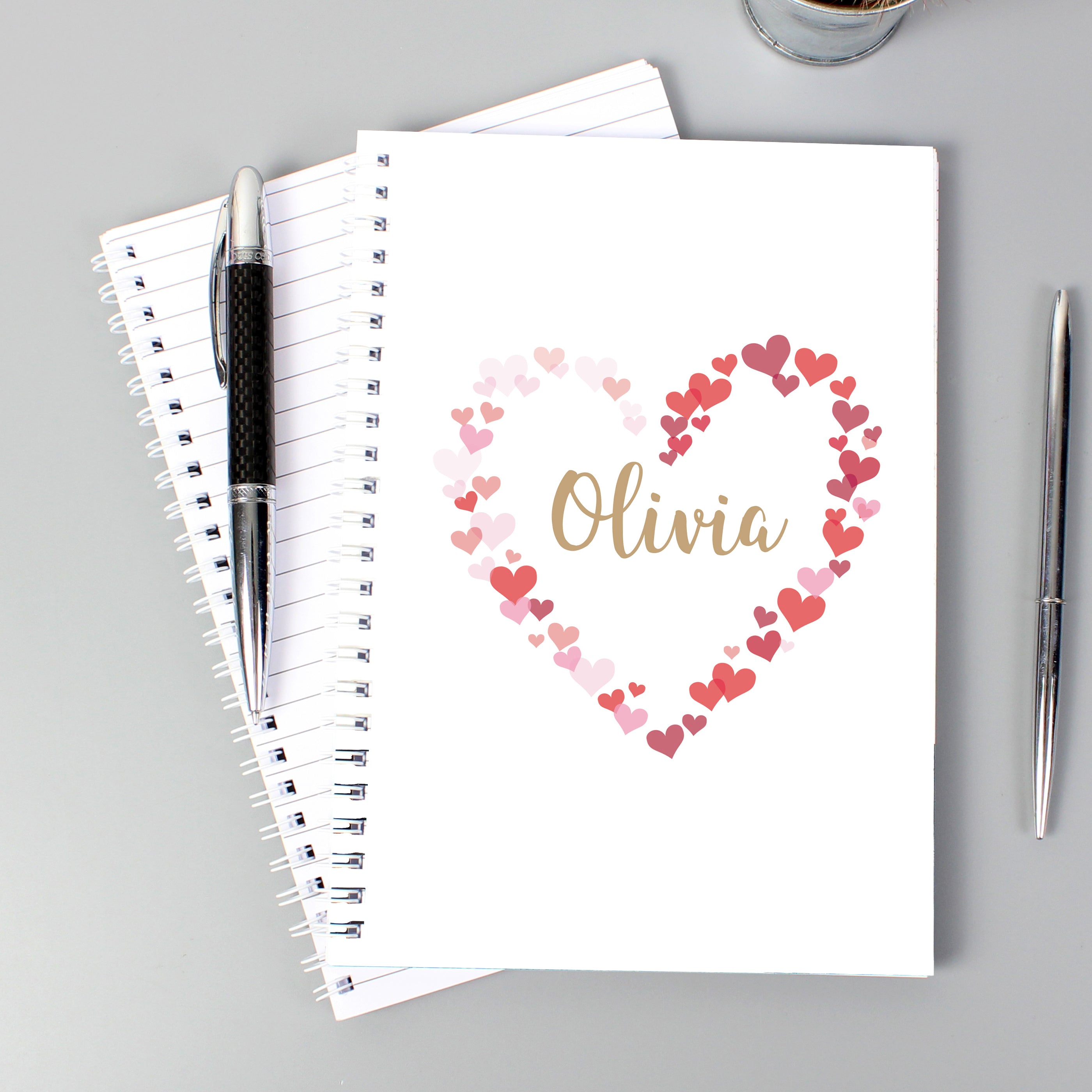 Personalised Confetti Hearts A5 Notebook from Heartfelt Gifts