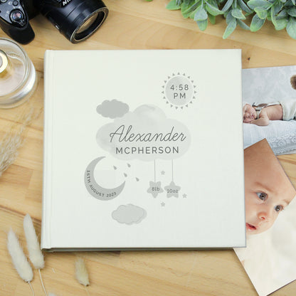 Personalised New Baby Moon & Stars Square Photo Album from Heartfelt Gifts