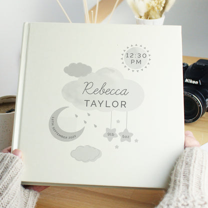 Personalised New Baby Moon & Stars Square Photo Album - image 3