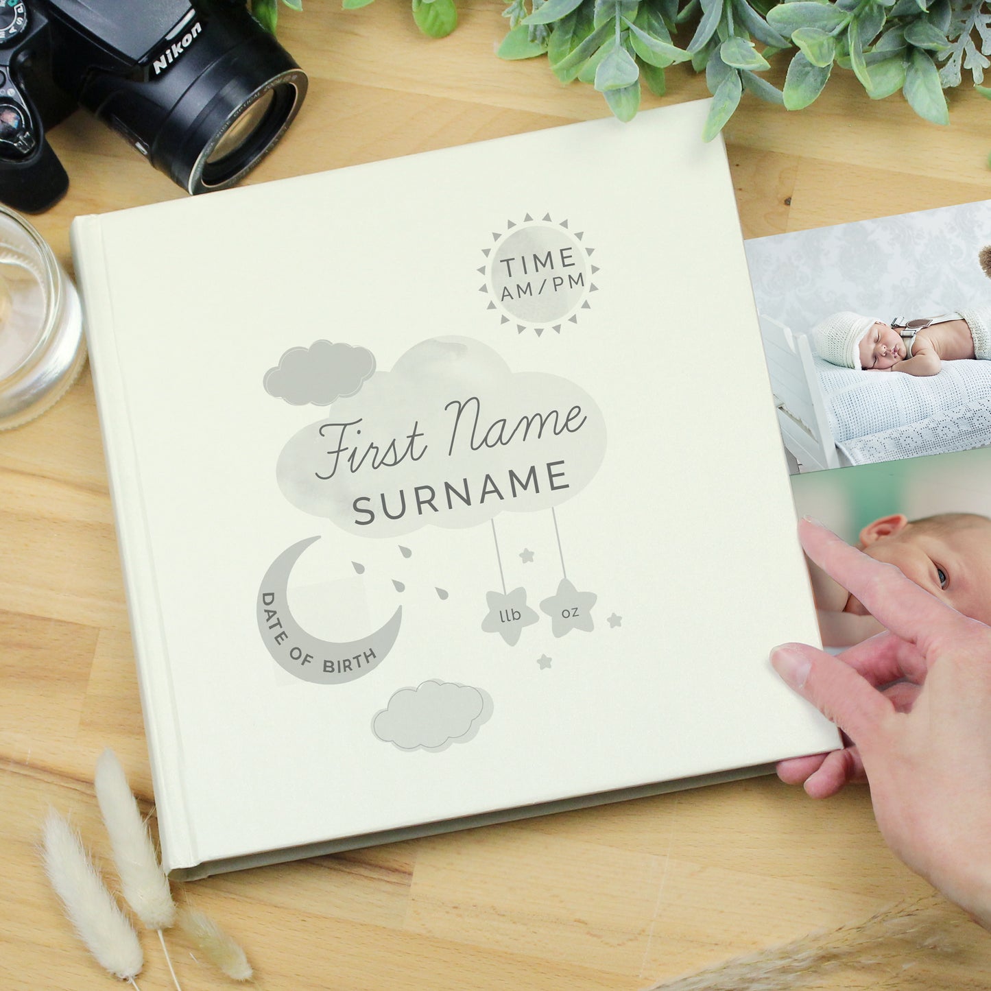 Personalised New Baby Moon & Stars Square Photo Album - image 4