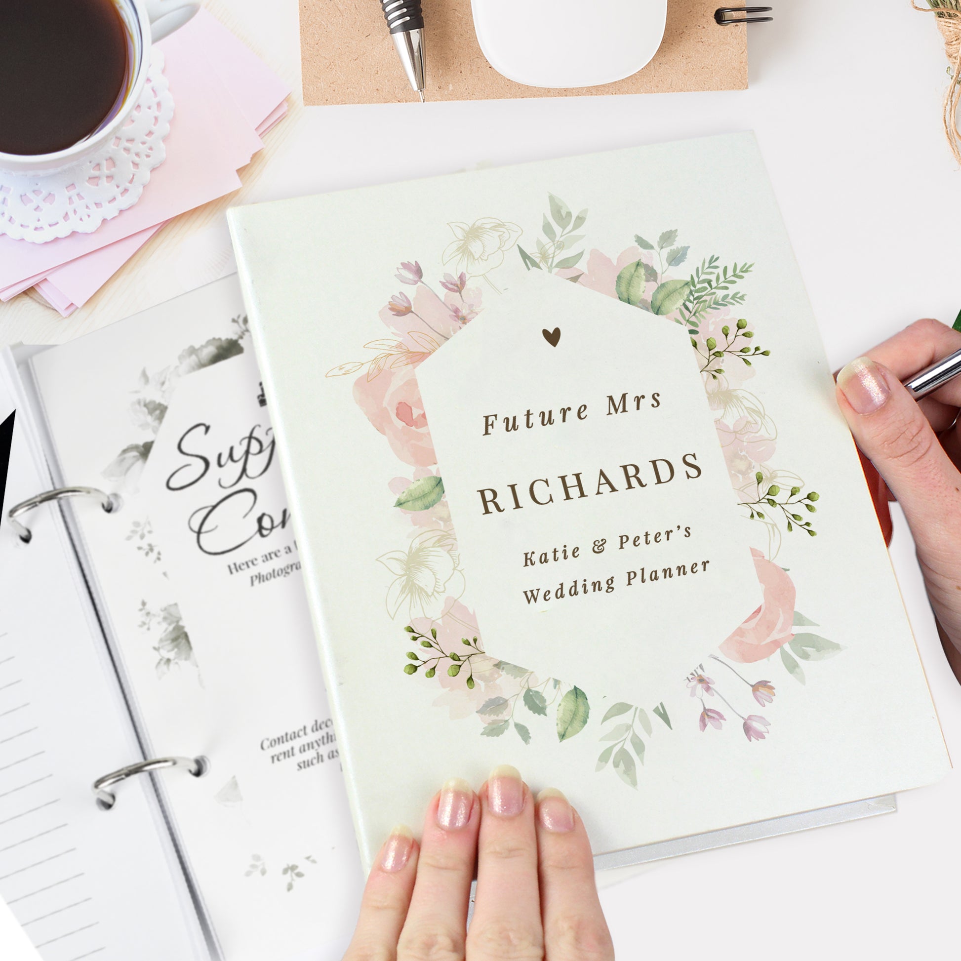 Personalised Floral Watercolour Wedding Planner from Heartfelt Gifts