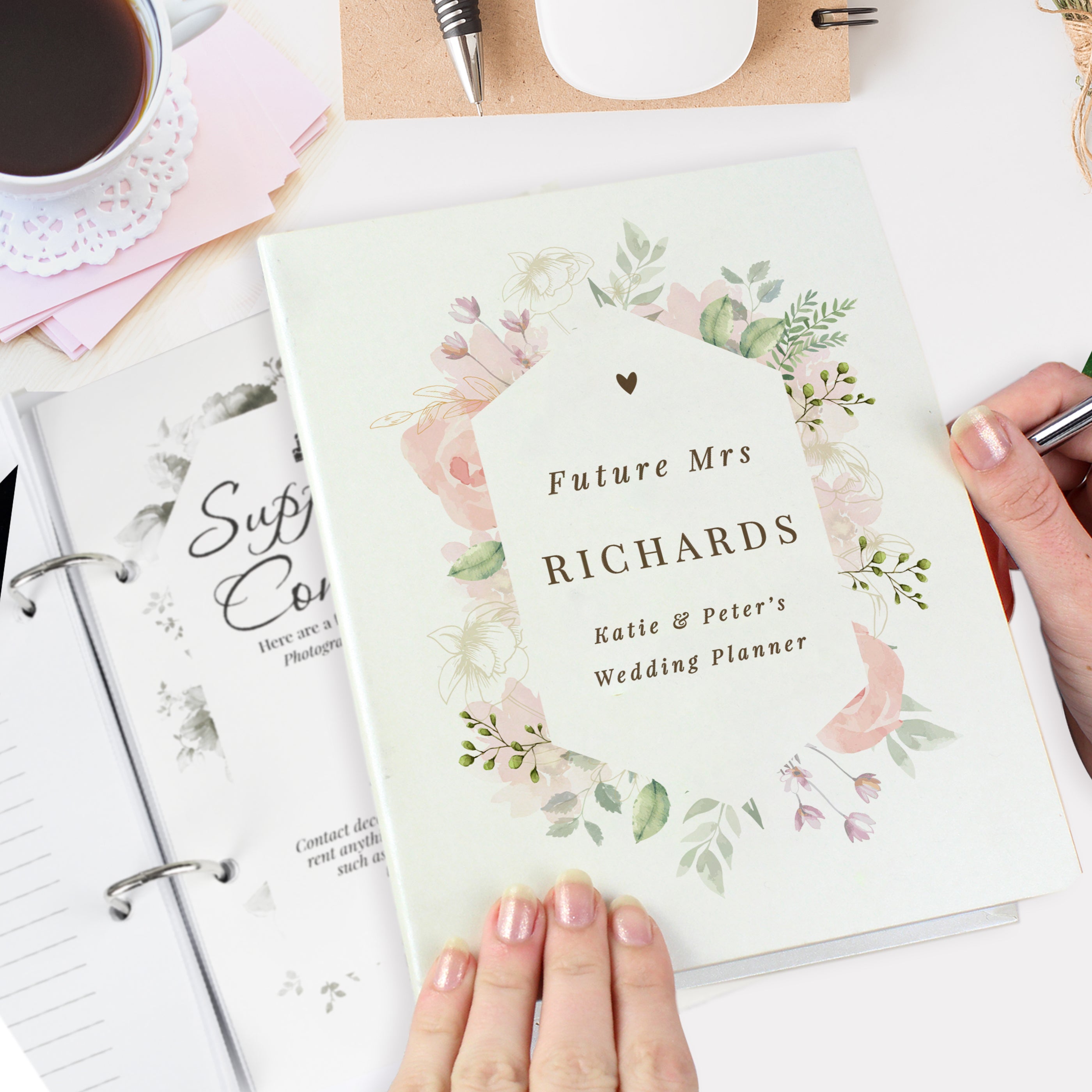 Personalised Floral Watercolour Wedding Planner from Heartfelt Gifts