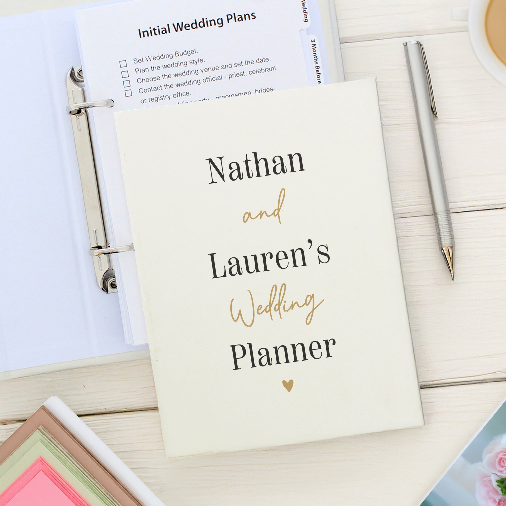 Personalised Black and Gold Wedding Planner – Engagement Wedding Gift