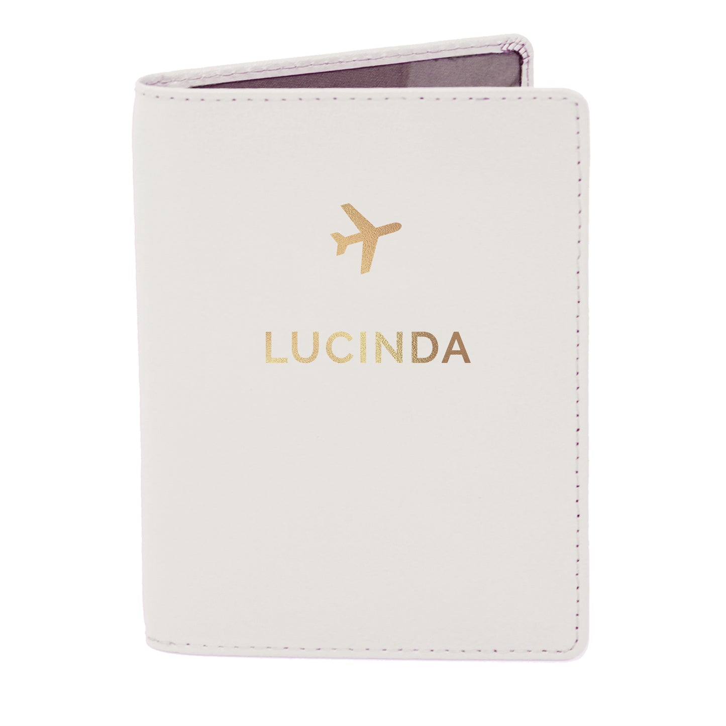 Personalised Gold Name Cream Passport Holder - image 2