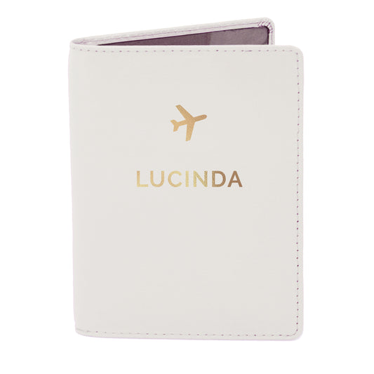 Personalised Gold Name Cream Passport Holder - image 2
