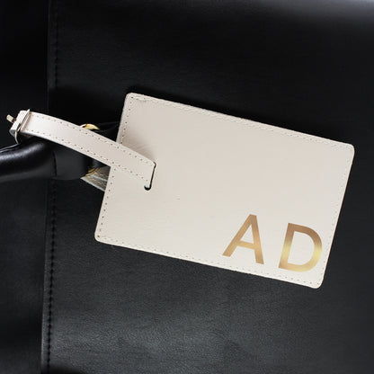 Personalised Gold Initials Cream Luggage Tag from Heartfelt Gifts