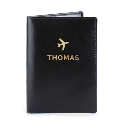 Personalised Gold Name Black Passport Holder - image 2