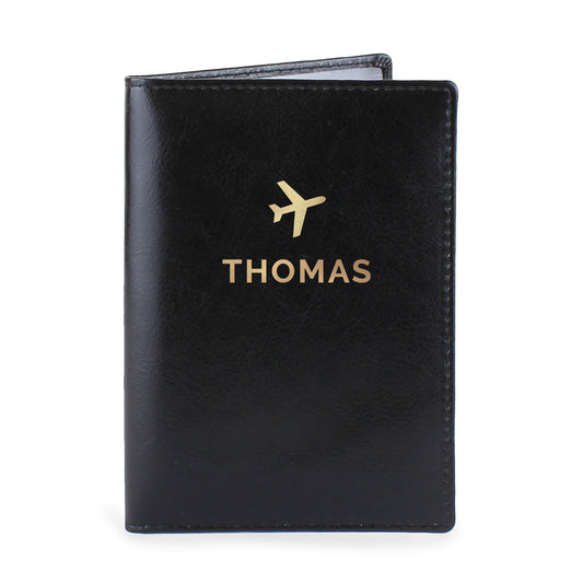 Personalised Gold Name Black Passport Holder - image 2