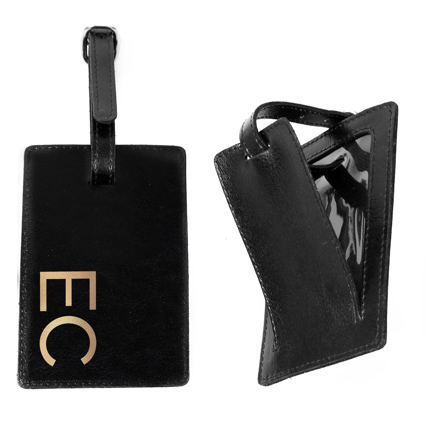 Personalised Gold Initials Black Luggage Tag - image 2