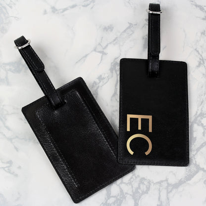 Personalised Gold Initials Black Luggage Tag - image 3