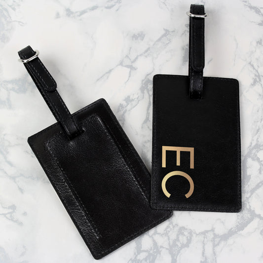 Personalised Gold Initials Black Luggage Tag - image 3