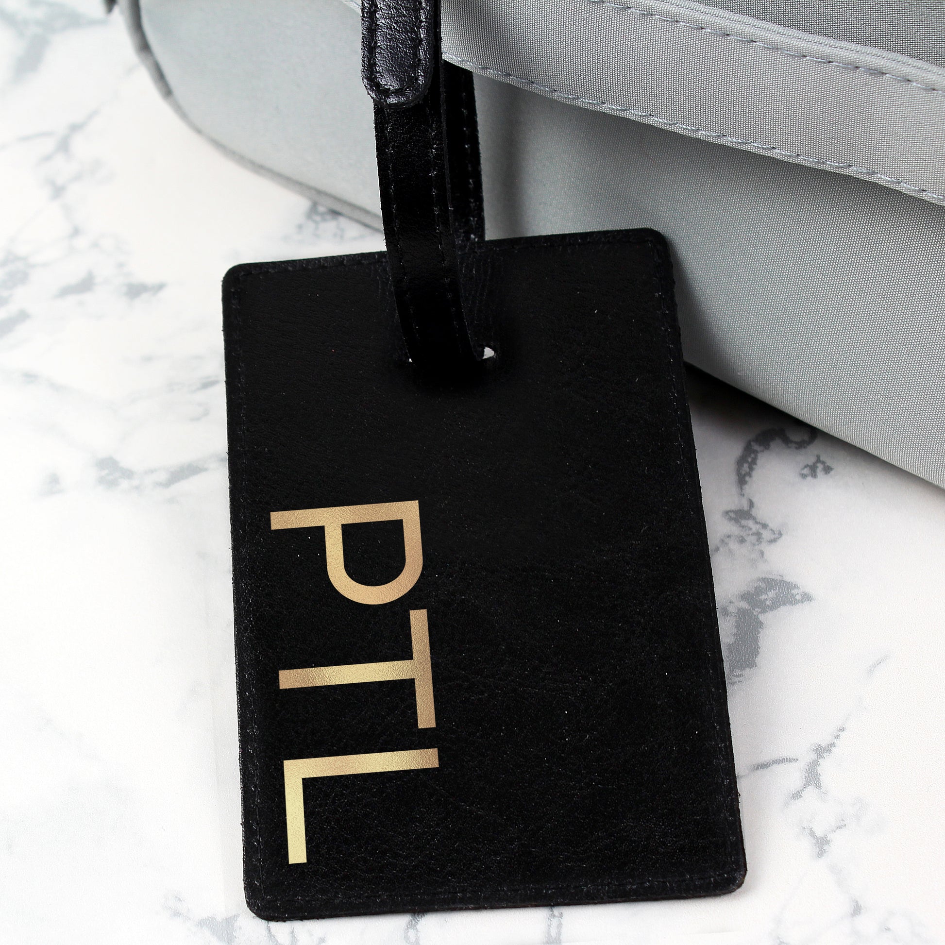 Personalised Gold Initials Black Luggage Tag - image 4