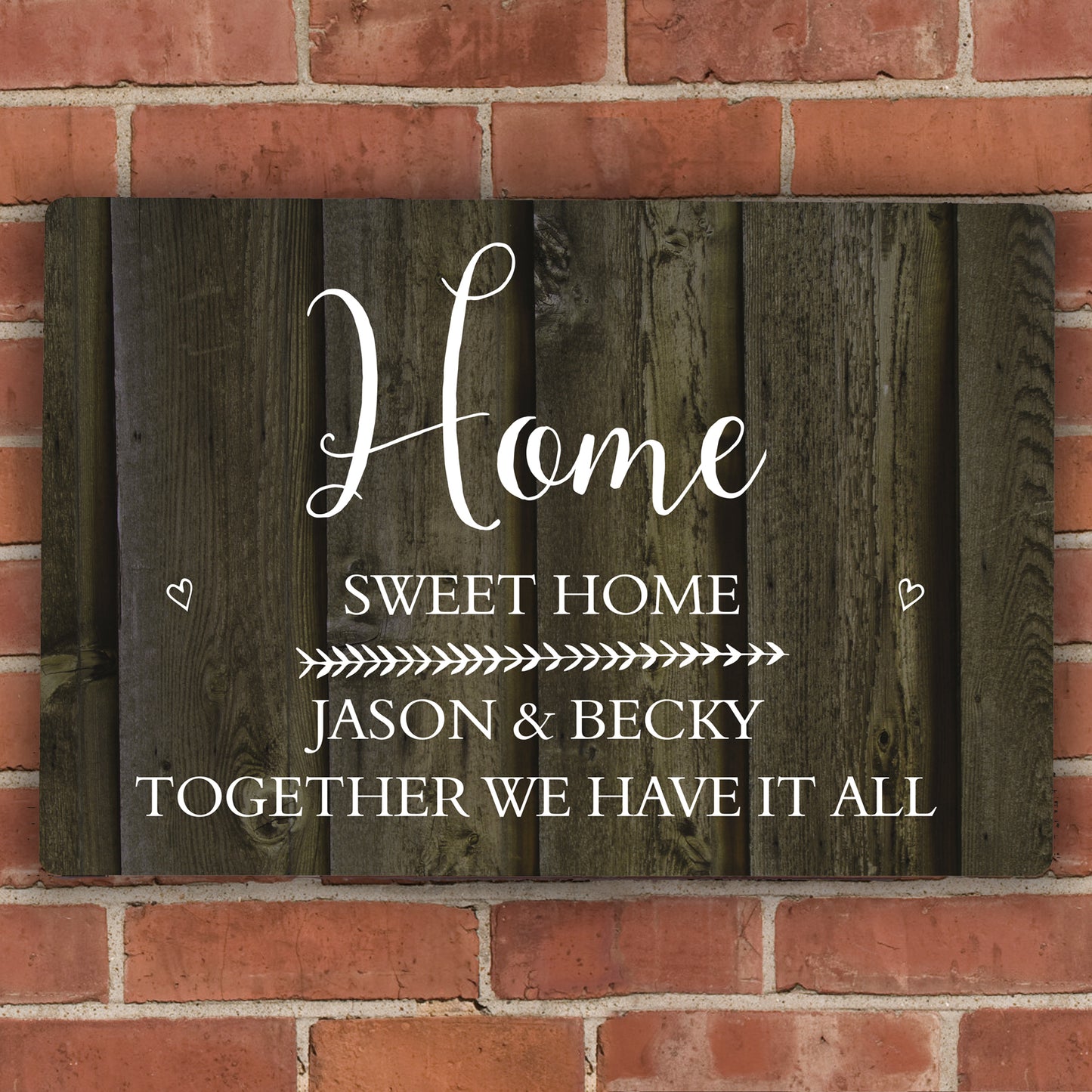 Personalised Walnut Wood Grain Metal Sign from Heartfelt Gifts