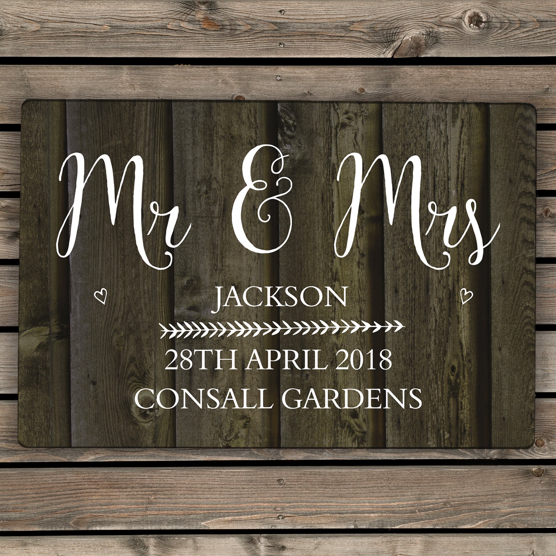 Personalised Walnut Wood Grain Metal Sign - image 3