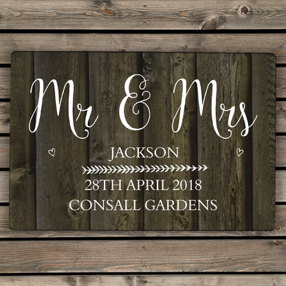 Personalised Walnut Wood Grain Metal Sign - image 3