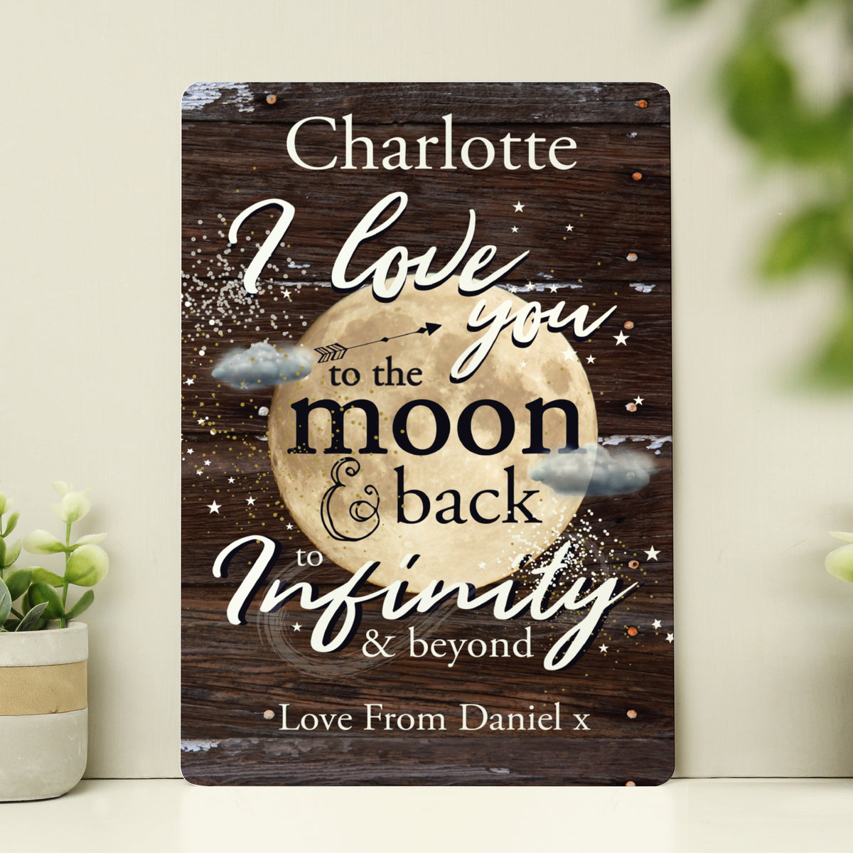 Personalised To the Moon & Back Metal Sign from Heartfelt Gifts