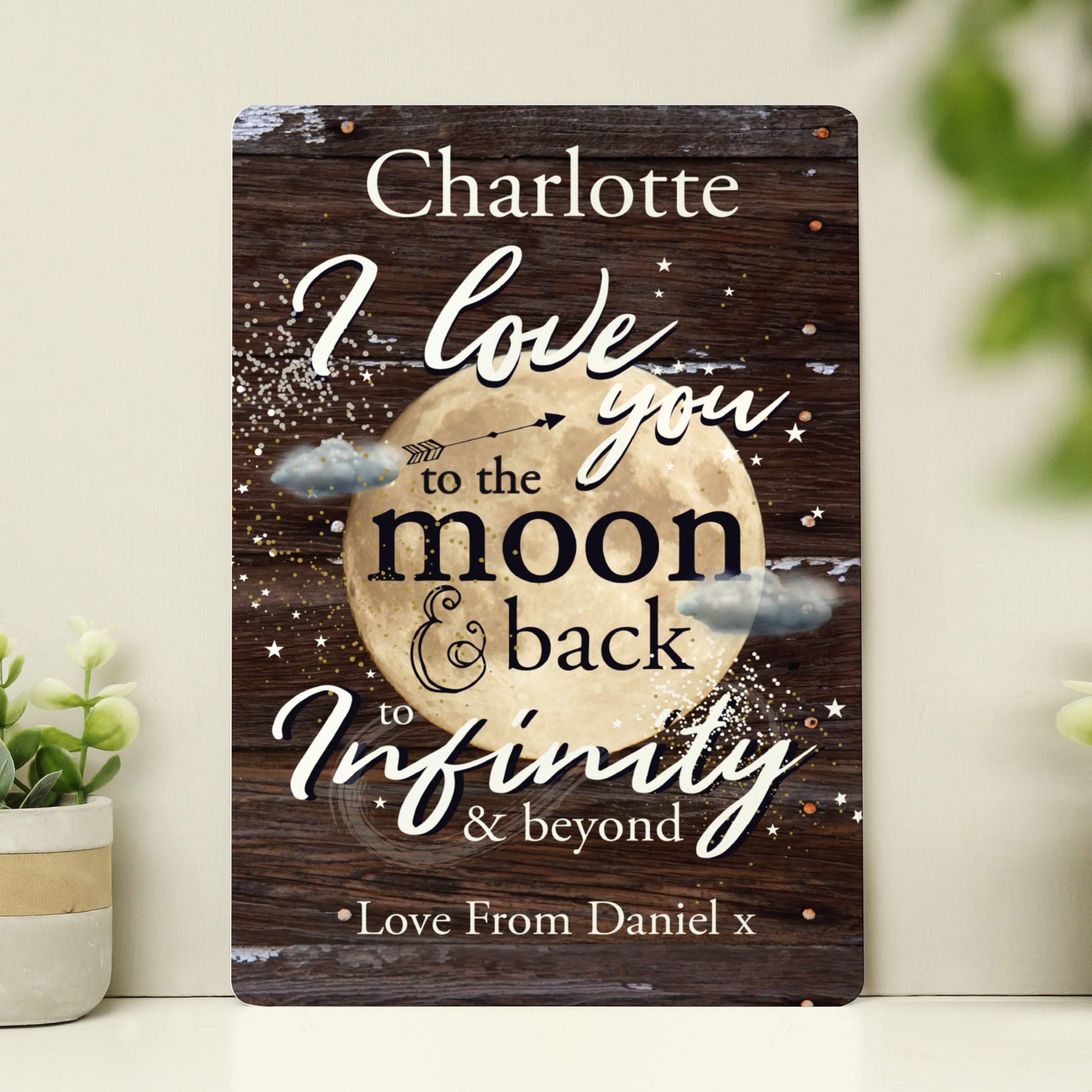 Personalised To the Moon & Back Metal Sign from Heartfelt Gifts
