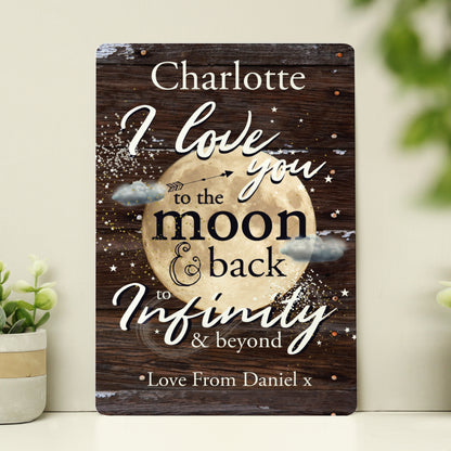 Personalised To the Moon & Back Metal Sign from Heartfelt Gifts