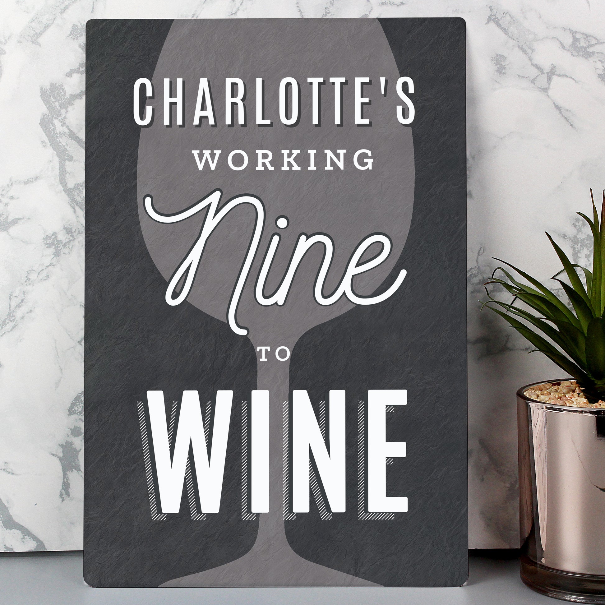 Personalised Working Nine to Wine Metal Sign from Heartfelt Gifts