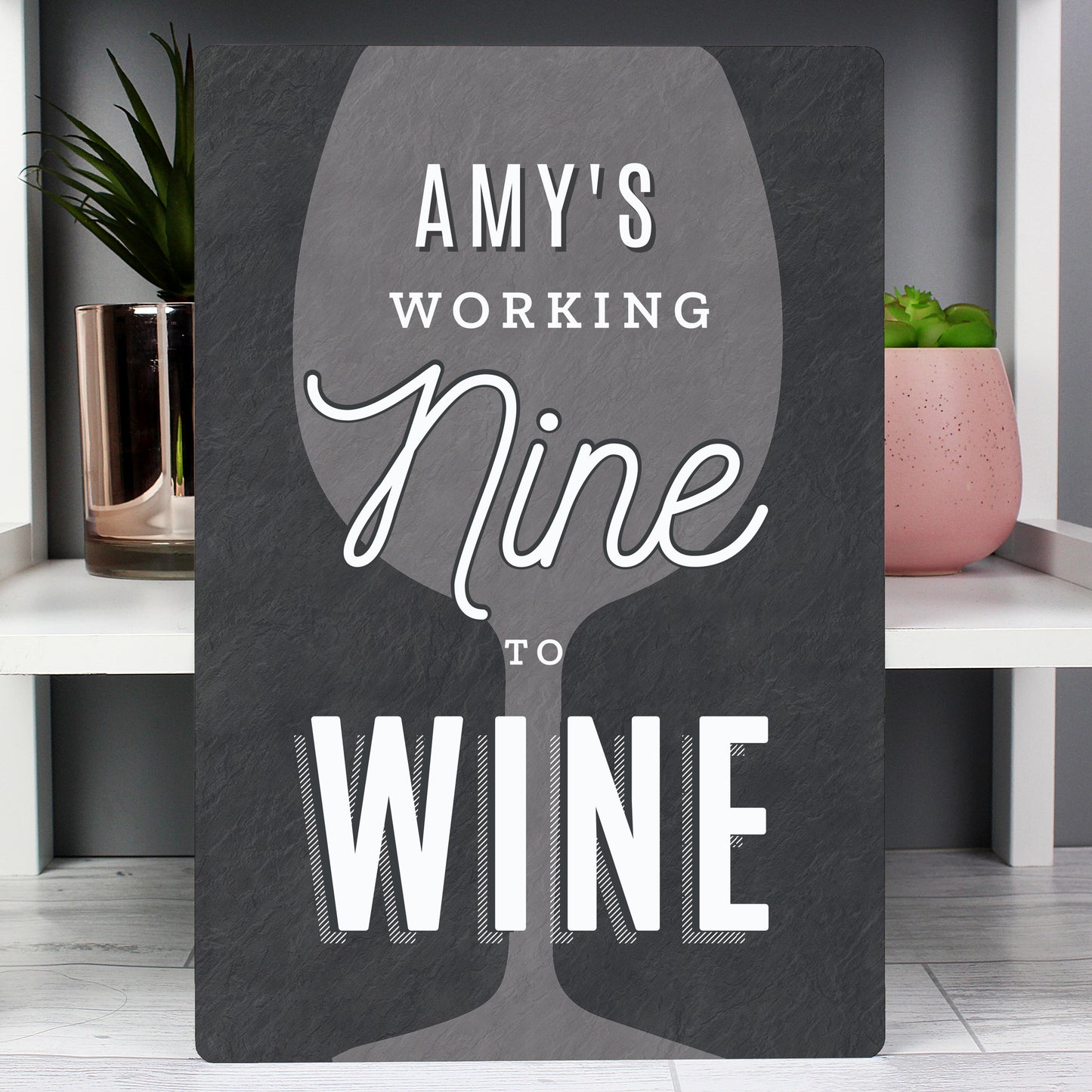 Personalised Working Nine to Wine Metal Sign - image 3