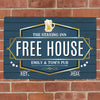 Personalised Free House Blue Metal Sign
