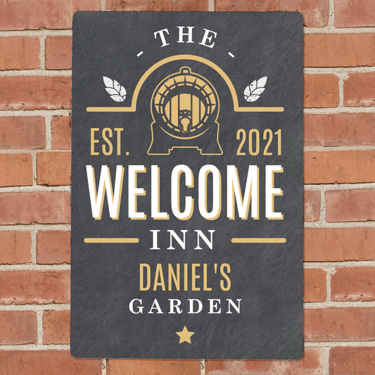 Personalised The Welcome Inn Metal Sign from Heartfelt Gifts