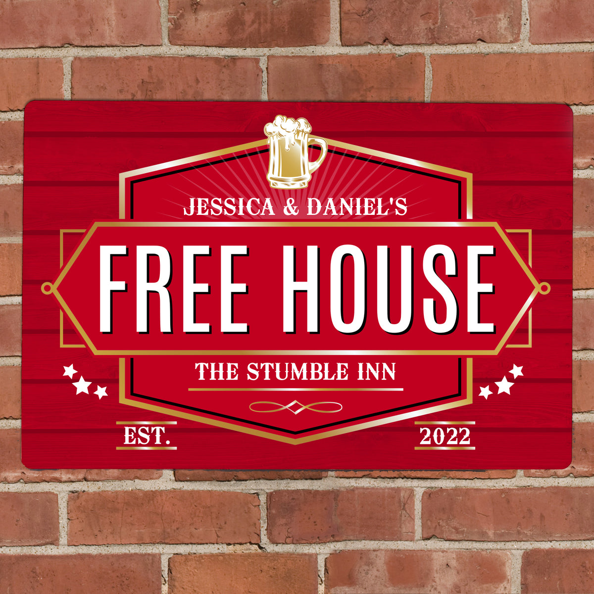 Personalised Free House Red Metal Sign from Heartfelt Gifts