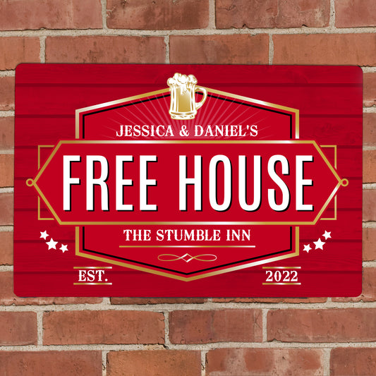 Personalised Free House Red Metal Sign from Heartfelt Gifts