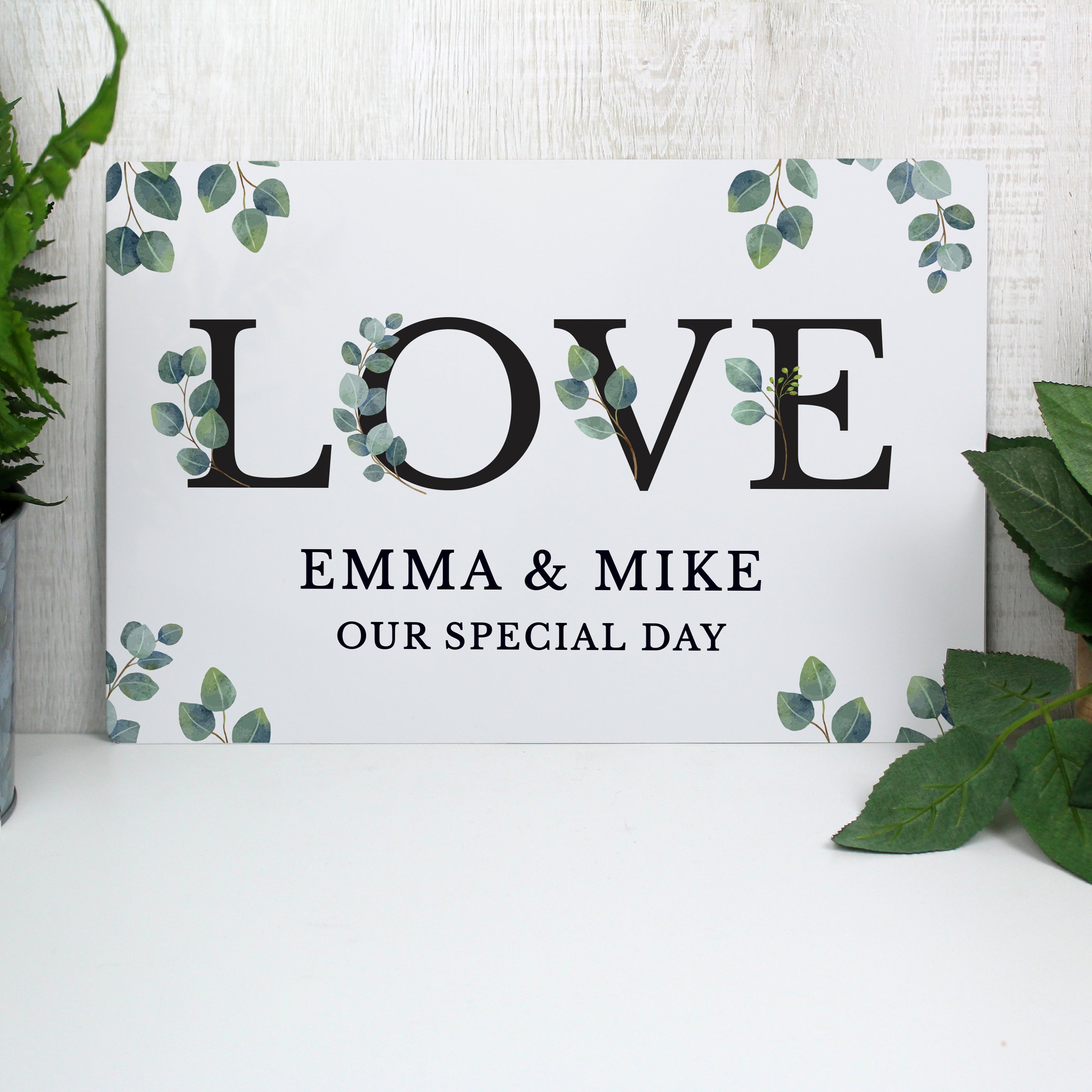 Personalised Botanical LOVE Metal Sign from Heartfelt Gifts