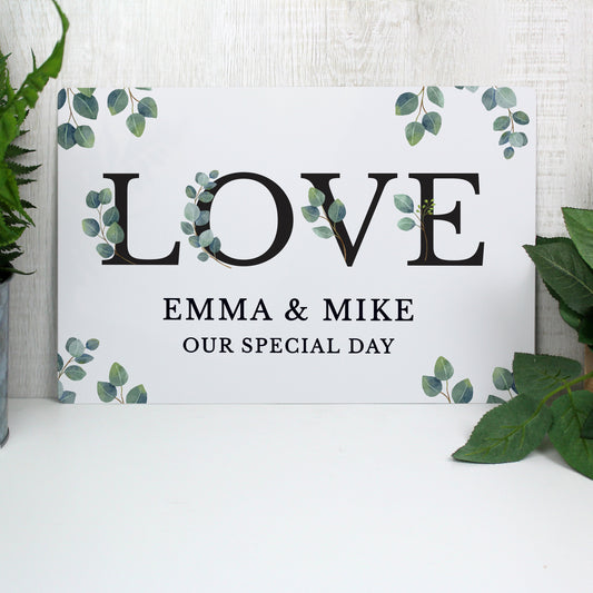 Personalised Botanical LOVE Metal Sign from Heartfelt Gifts