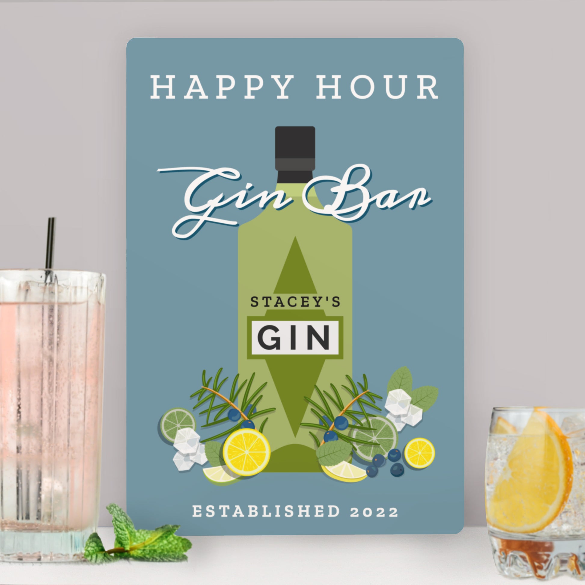 Personalised Gin Bar Metal Sign from Heartfelt Gifts