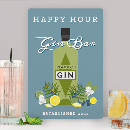 Personalised Gin Bar Metal Sign from Heartfelt Gifts