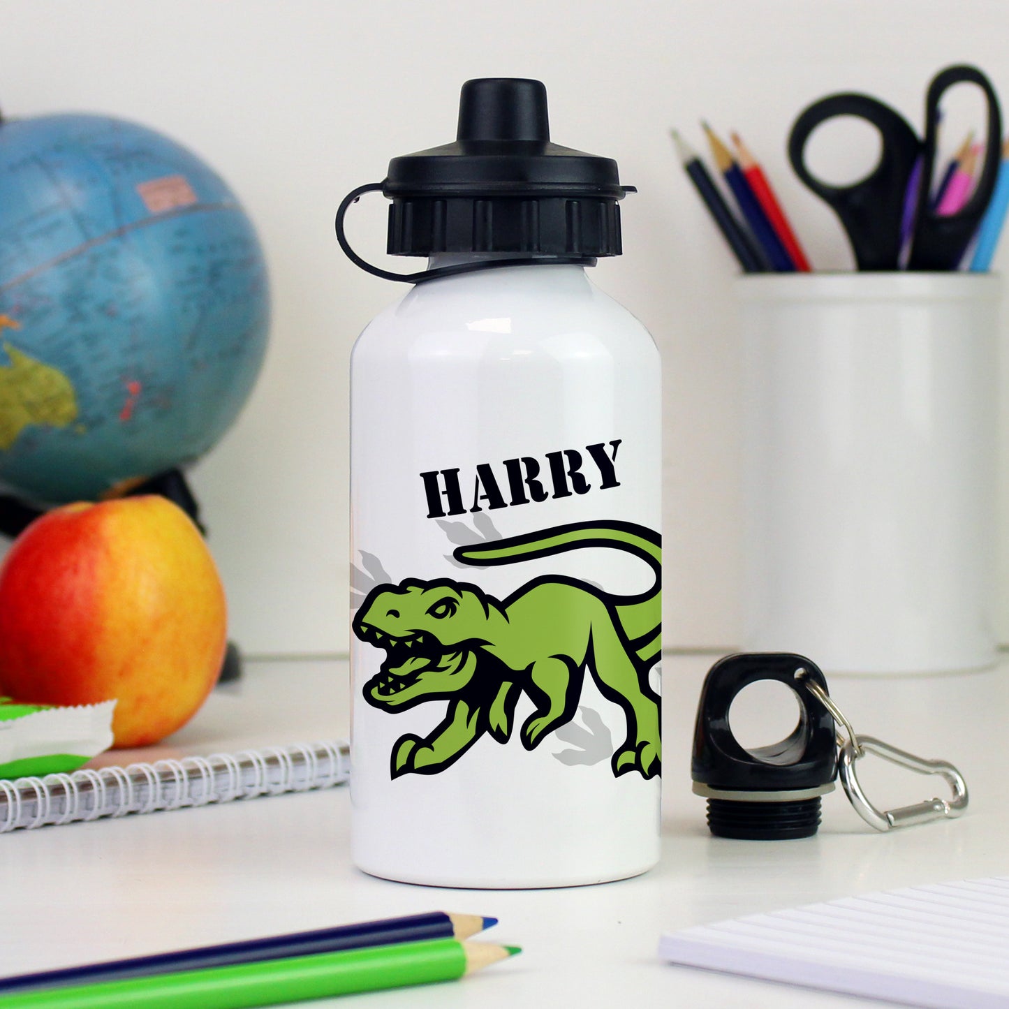 Personalised Dinosaur White Drinks Bottle from Heartfelt Gifts