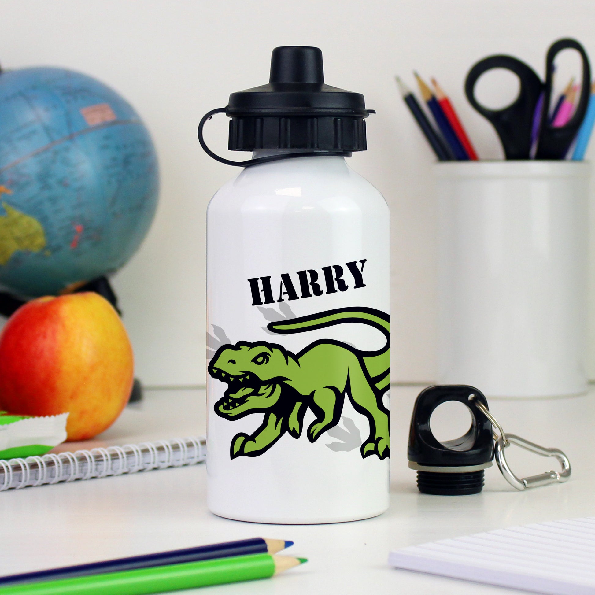 Personalised Dinosaur White Drinks Bottle from Heartfelt Gifts