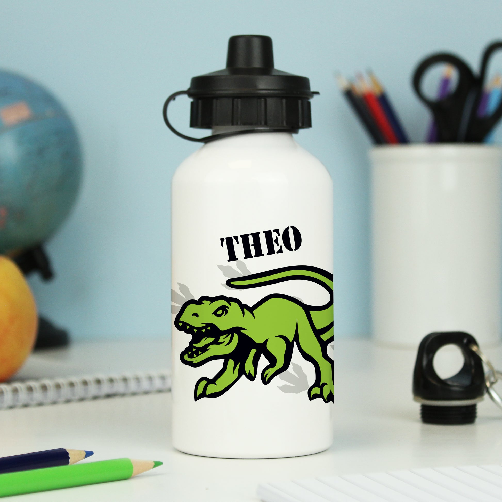 Personalised Dinosaur White Drinks Bottle - image 4
