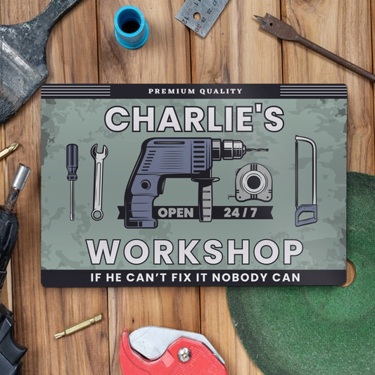 Personalised Workshop Metal Sign from Heartfelt Gifts