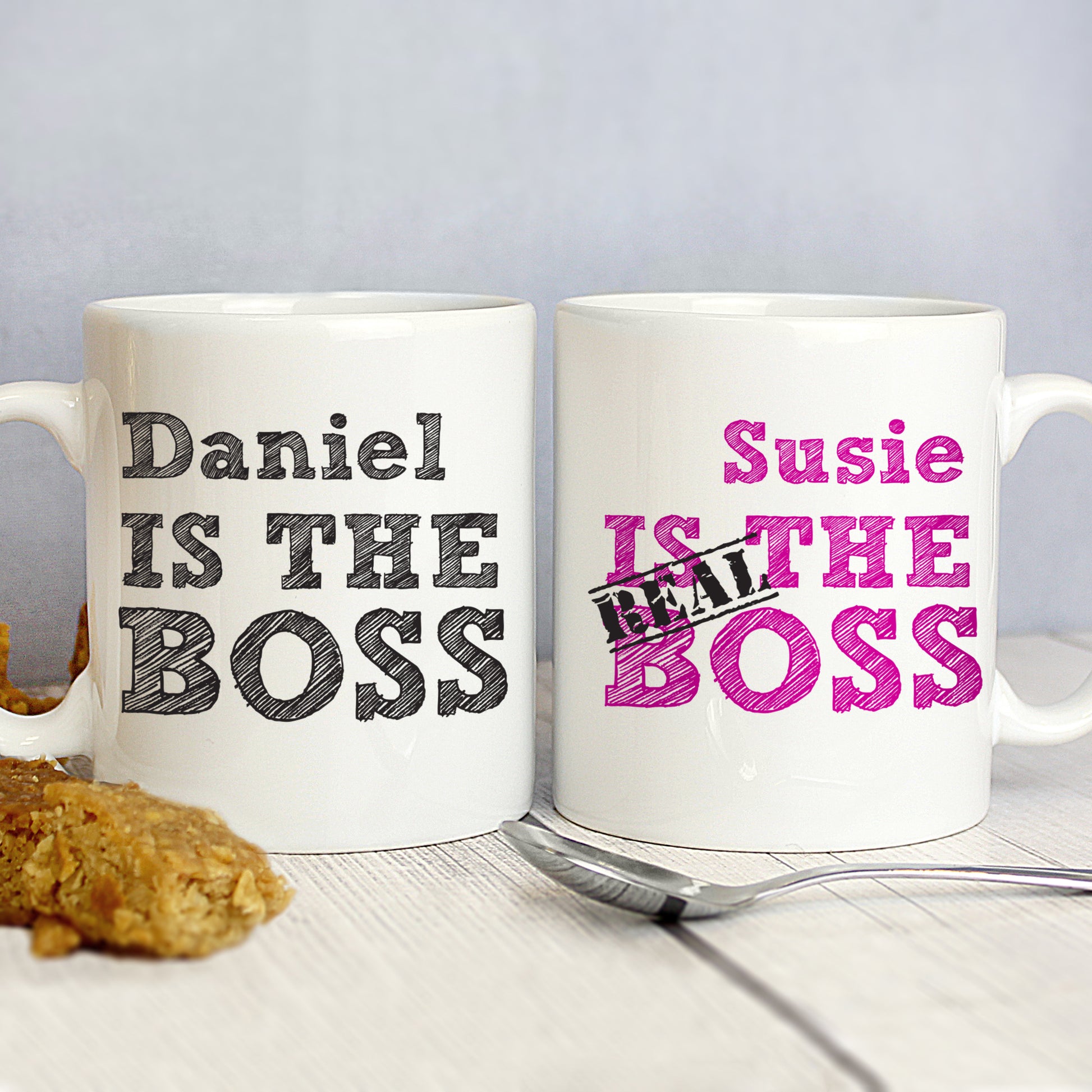 Personalised The Real Boss Sketch Mug Set from Heartfelt Gifts