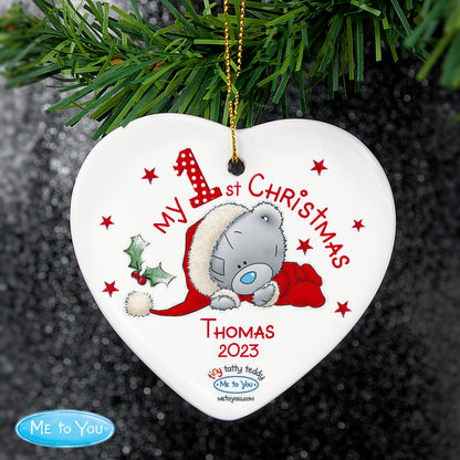 Personalised Me to You My 1st Christmas Ceramic Heart Decoration - image 2