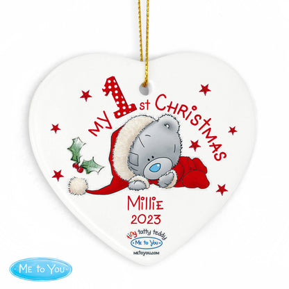 Personalised Me to You My 1st Christmas Ceramic Heart Decoration - image 3