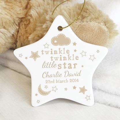 Personalised Twinkle Twinkle Ceramic Star Decoration from Heartfelt Gifts