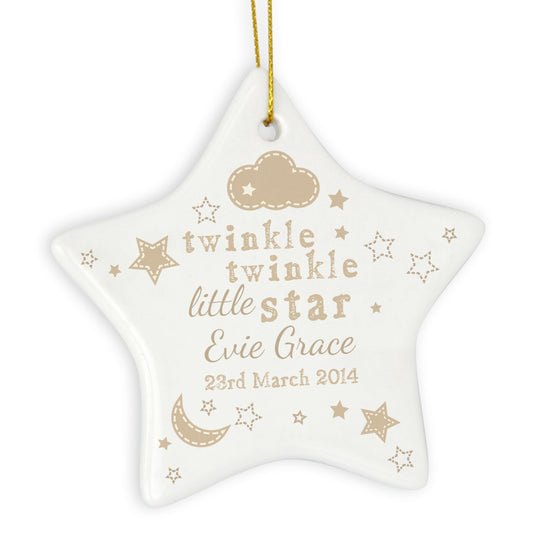 Personalised Twinkle Twinkle Ceramic Star Decoration - image 2
