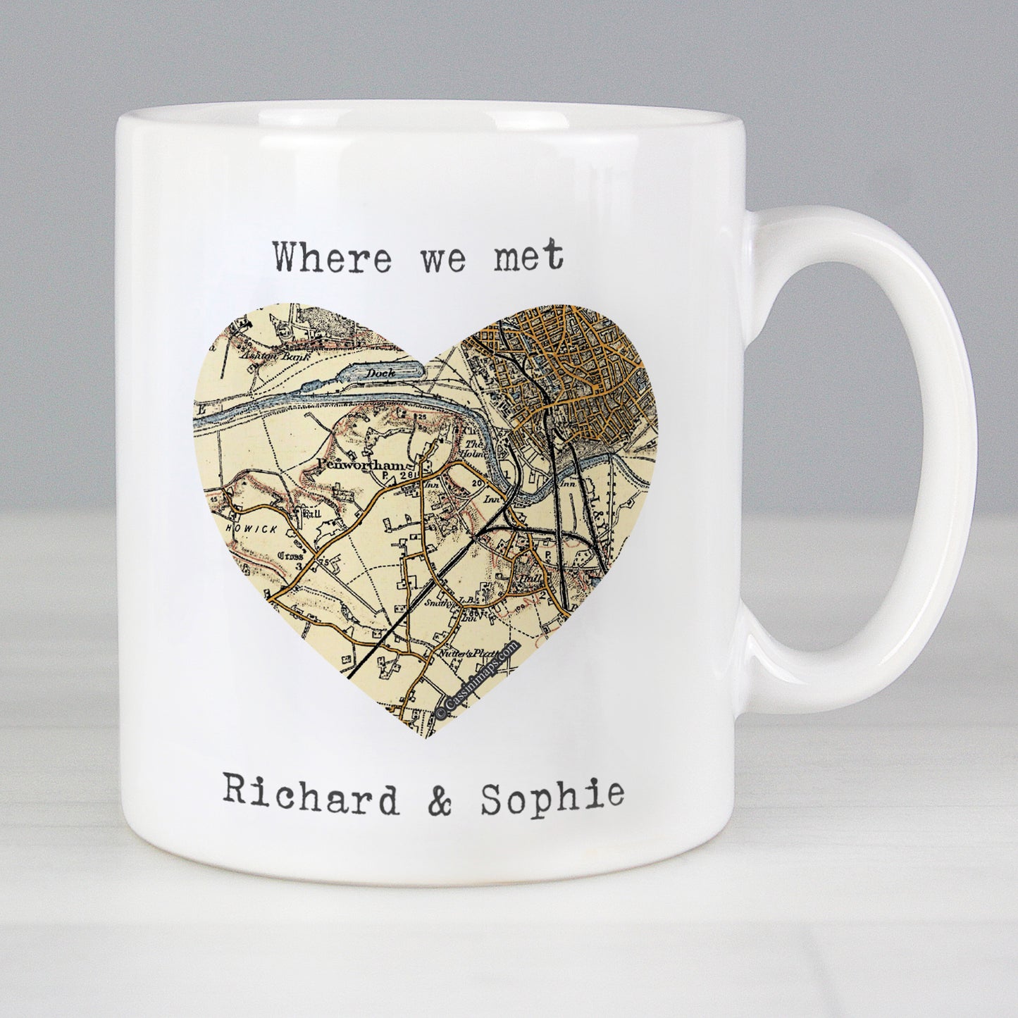 Personalised 1896 - 1904 Revised New Map Heart Mug from Heartfelt Gifts