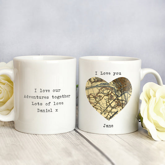 Personalised 1896 - 1904 Revised New Map Heart Mug - image 2