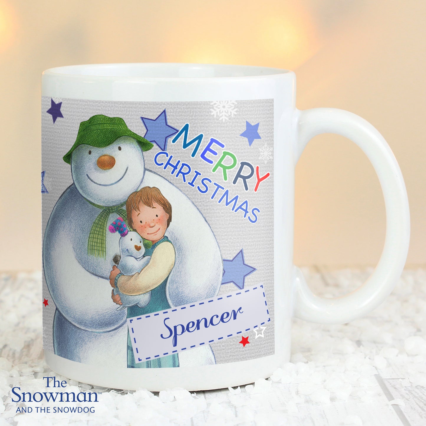 Personalised The Snowman and the Snowdog Blue Mug - image 2